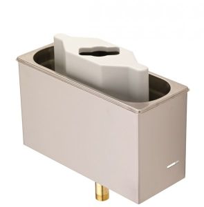 spatula showers, spatula rinse station, inox cover plate, silicone tap-off pad, deposit, automatic shut-off valve, plastic splash cover, spatulashower, scoop storage, wall-attachment, mobile cleaning equipment, storage container, spatula cleaningstation