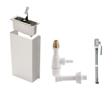 complete rinsing station, reinforced hose, dipperwell rinser, dippwell showers, inxo cover plate, long wall attachment, plastic siphon, add-on version, reduction fitting, hose fitting, waterjet, wall-mount, dipper, dipwell, dippwell stations, iceshovels