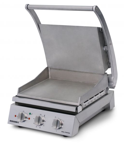 profigrillstation, gsa610s, 90°, kontaktgrill, erhoehter spritzschutz, aluminiumdruckguss technologie, eingegossene heizelemente, effizienter hitzetransfer, einfache bedienung, thermostatgesteuert, gummifuesse, edelstahlgehaeuse, fettablaufrinne, gastro